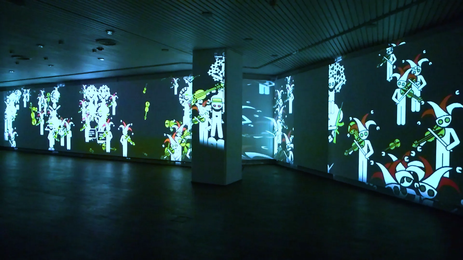 Still from ‘Why don’t We?’ site-specific video projection by Bielicky & Richter